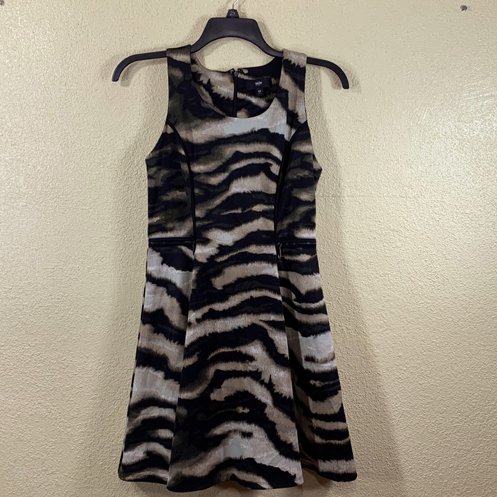 Mossimo Dress Sleeveless Animal Print Black Bown Tan M